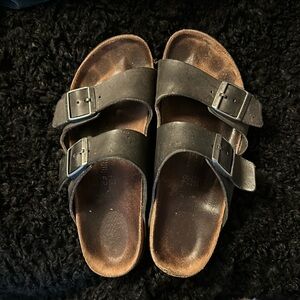 Birkenstock Black Leather Double Strap Arizona Sandals Sz 39 (9)